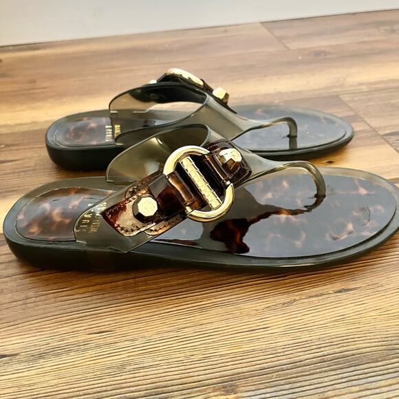 Stuart Weitzman Brown tortoise shell jelly sandals size 7 - Picture 7 of 7